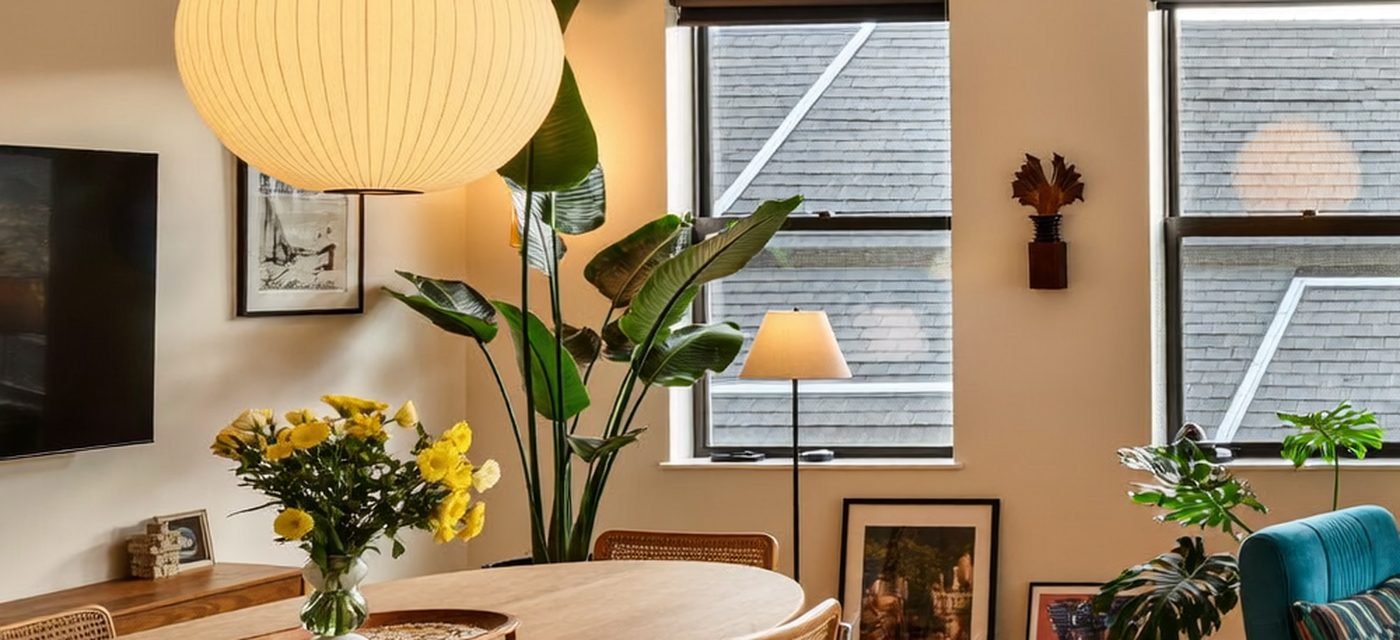 Sala de un apartamento moderno e iluminado